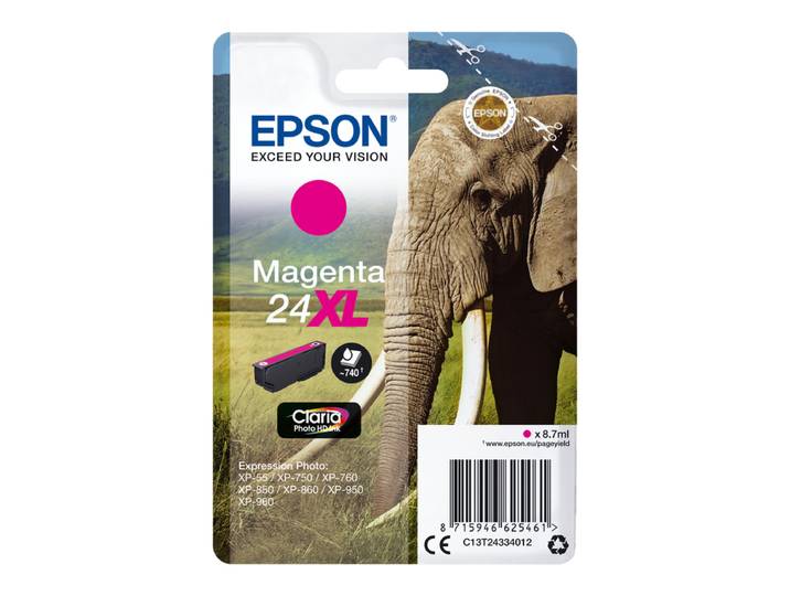 Epson Elephant singlepack magenta 24XL Claria Photo HD inkt