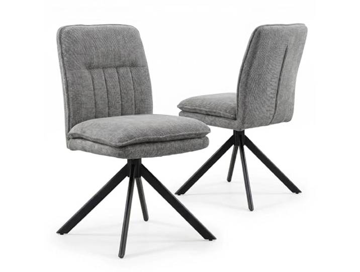 FurniSoar 2er Set 360° Drehbar Esszimmerstühle Grau, Ohne Armlehnen, Doppelte Polsterung & Bogen-Rückenlehne, Chenille mit Drehfunktion & justierbaren Bodenschonern, Moderne Esszimmerstühle