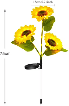 Inspire Essentials Solar Sunflower Garden Light three Heads 1pc