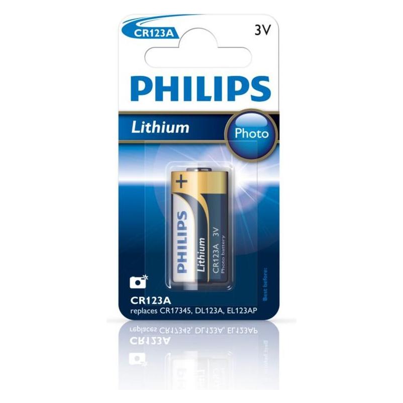 Philips Akku CR123A/01B (1 Stk., CR123A, RCR123A, 1300 mAh) (CR123A/01B)