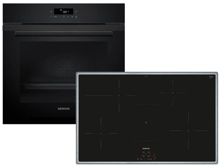 SIEMENS Backofen-Set, mit Teleskopauszug nachrüstbar, Pyrolyse-Selbstreinigung, Powerboost-Funktion, Timer