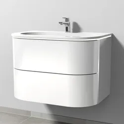 Sanipa 4balance Waschtisch-Set mit Keramik-Waschtisch und Unterbau, Weiß-Glanz, DL41278 DL41278