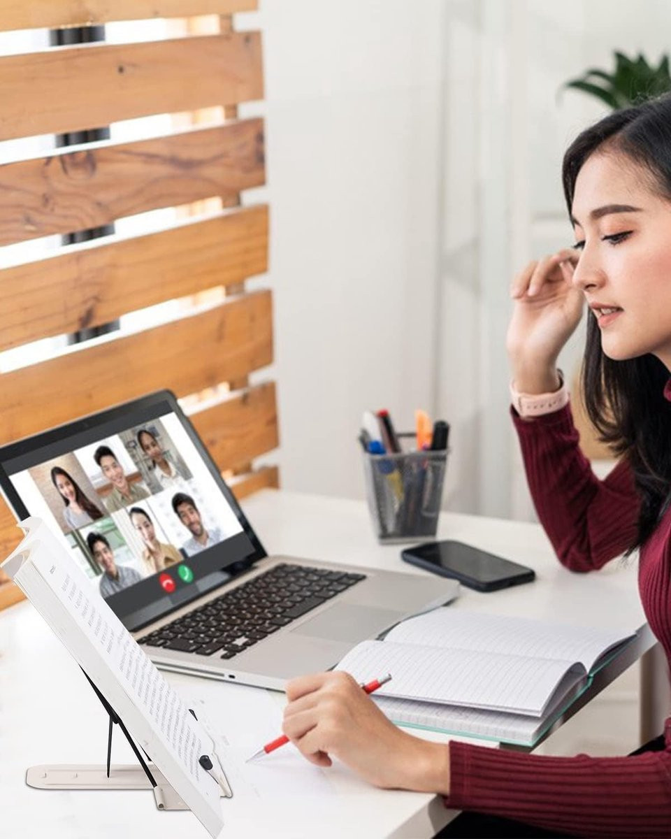 Multifunctionele verstelbare boekensteunen voor studie, kookboeken en iPad, zwart en melkwit