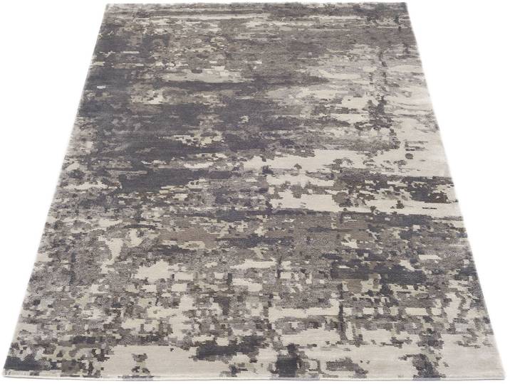 Teppich MUSTERRING ANGELES PILANO , grau, B:70cm H:10mm L:140cm, Viskose, Teppiche, Teppich, exlcusive MUSTERRING DELUXE COLLECTION, Bambus-Viskose feine Knüpfung