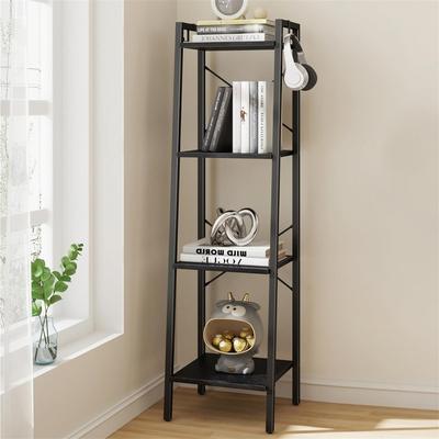 No "Freestanding Corner Storage Shelve with 2 Hooks for Home Office - 9.45""D x 15.35""W x 72.83""H"