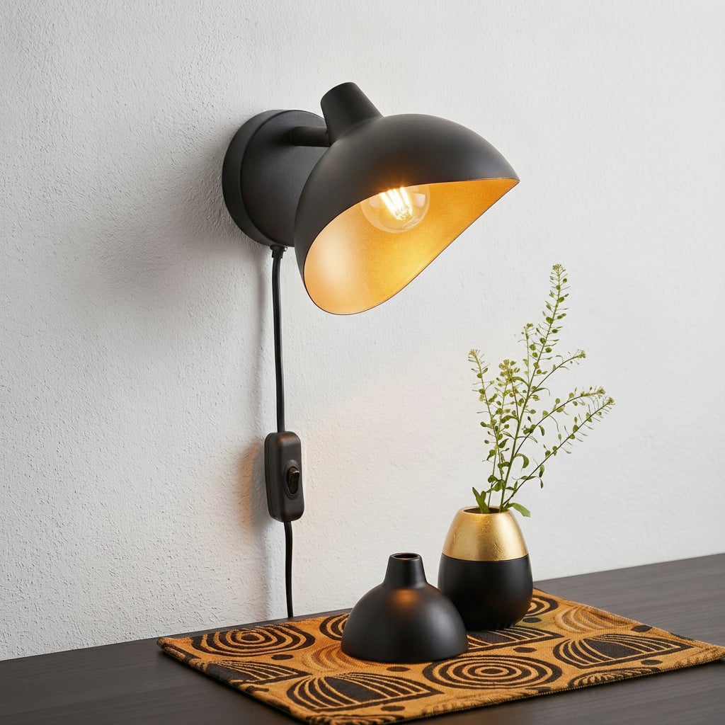 Nova Luce Wandlamp Geti zwart met gouden binnenkant