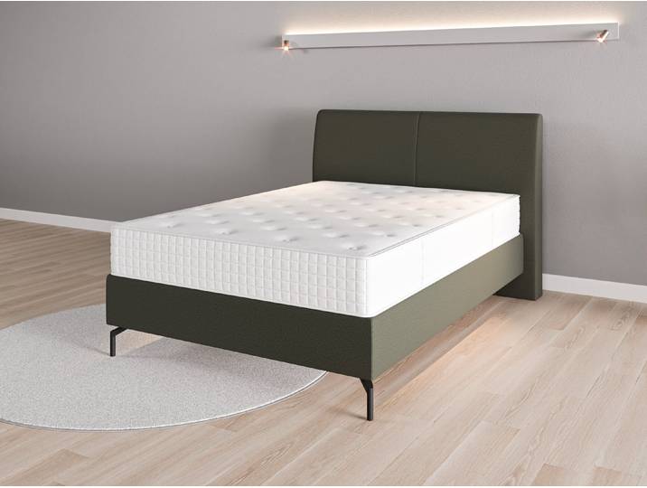Boxspringbett 140x200 Nr. 2 - Grün (Waldgrün) - Softwolle