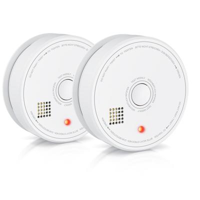 Brandson 2x Rauchmelder (Wechselbare Batterie, wiederverwendbar, Batteriewarnung, TÜV geprüft)