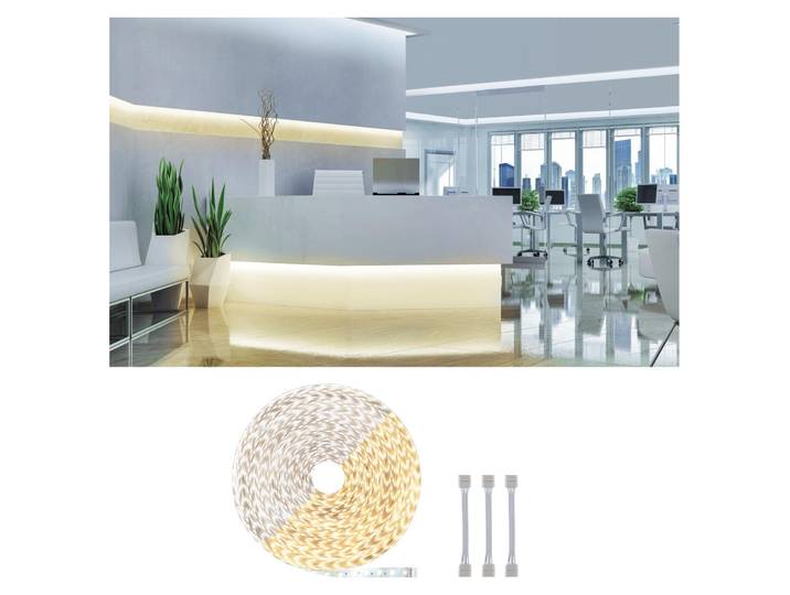 Paulmann MaxLED 500 : Extension de ruban LED à lumière blanche réglable\, incluant un câble adaptateur
