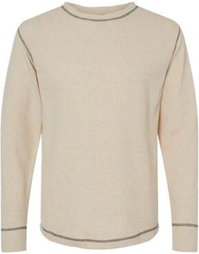 J America JA8238 Men's Vintage Thermal Long Sleeve T-Shirt in Oatmeal Heather size 3XL 8238