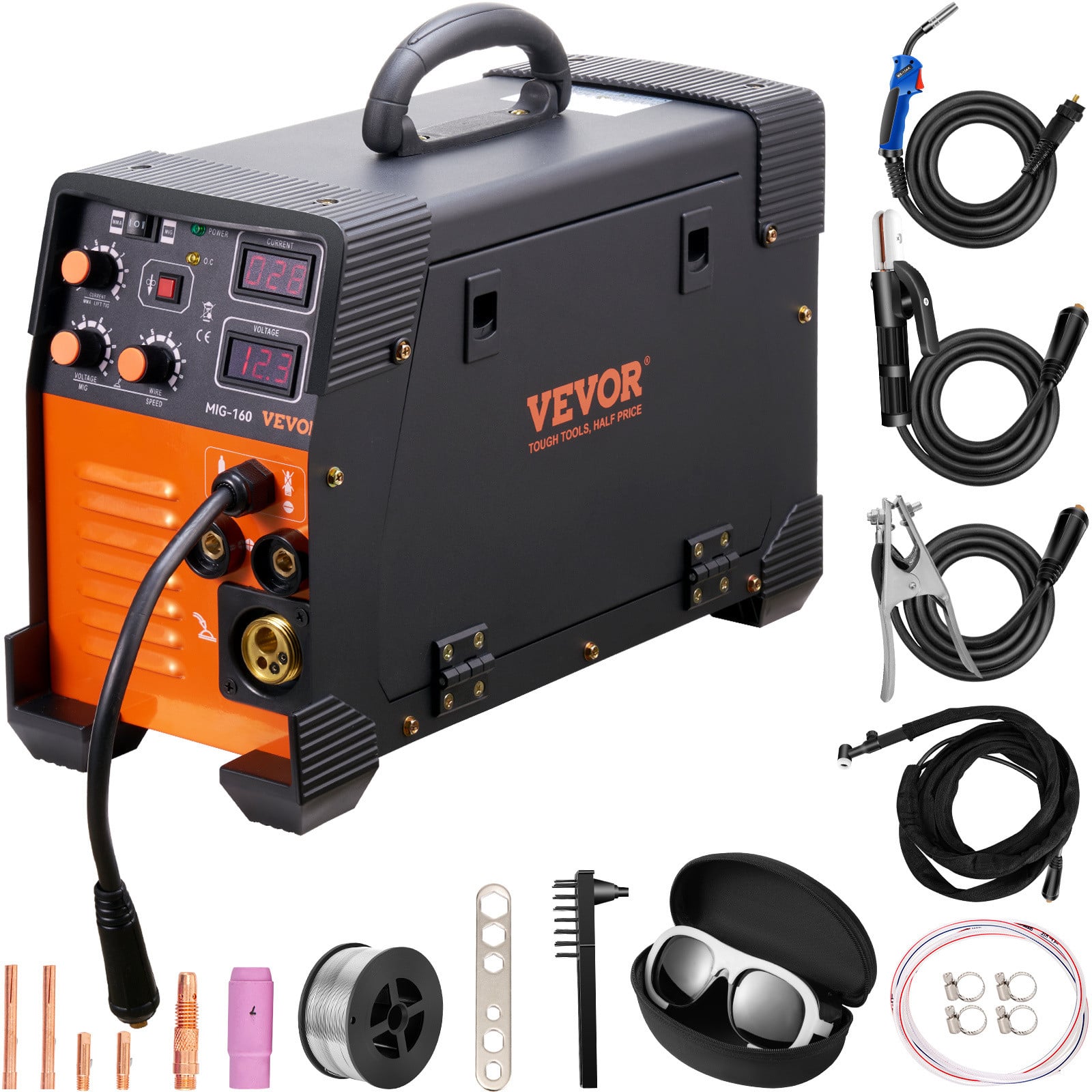 VEVOR 3-in-1 lasapparaat MIG/MMA/TIG met vulsdraadfunctie, 50–160A, IGBT-technologie