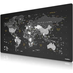 Titanwolf Gaming Mauspad, 1600 x 600mm XXXL Speed Gaming Mausmatte, Mousepad Extragrosse Fläche, Weltkarte (XXL), Mausmatte, Schwarz