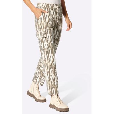 Sweathose INSPIRATIONEN, Damen, Gr. 40, Normalgrößen, grün (dunkeltaupe, schlamm, gemustert), 50% Baumwolle, 50% Polyester, gemustert, Hosen Sweathose