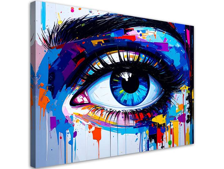 Feeby Leinwandbild Porträt Auge Frauen Abstrakt 100x70cm, Mehrfarbig, Person/Charakter, Rechteckig, 100x70 cm, Bilder & Rahmen, Bilder, Leinwandbilder