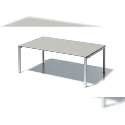 Bisley Cito Konferenztisch höhenverstellbar - 200 x 120 cm Meetingtisch XXL Schreibtisch in Ahorn - Gestell: silber