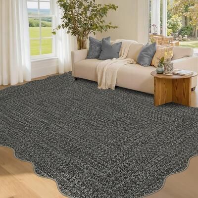 Garvee Scalloped Braided Printed Area Rug