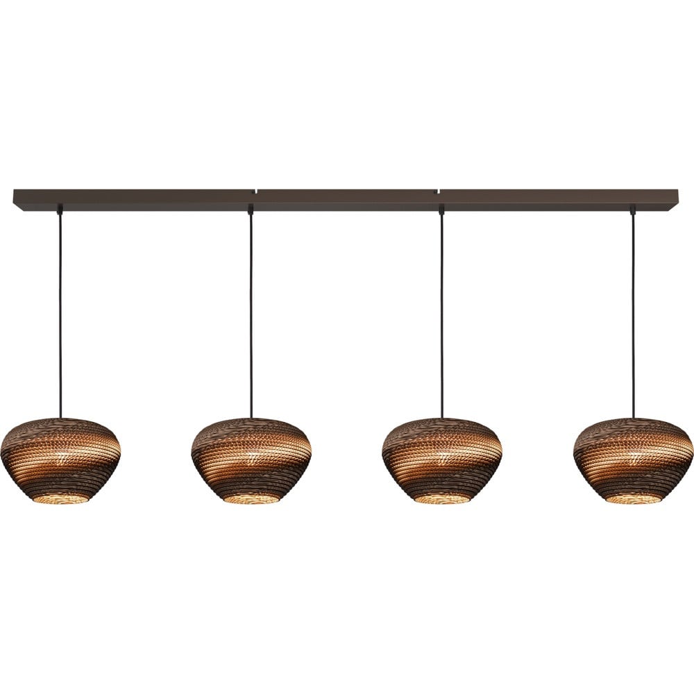 Masterlight Cartone 4-lichts hanglamp met Think Paper kappen, Bruin