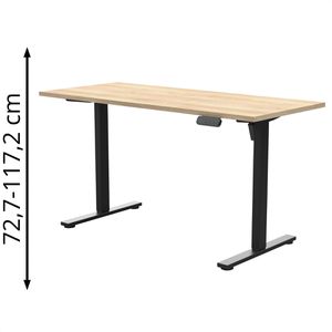 Möbelpartner Schreibtisch Emmik 702074, weißeiche / schwarz, elektrisch höhenverstellbar, 138 x 72,7-117,2 x 60 cm