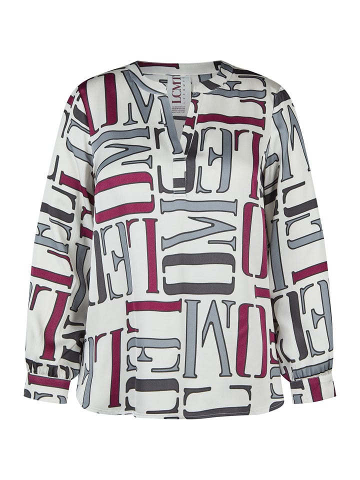 LCMT Le Comte Bluse in Weiß/ Grau/ Bordeaux - 38