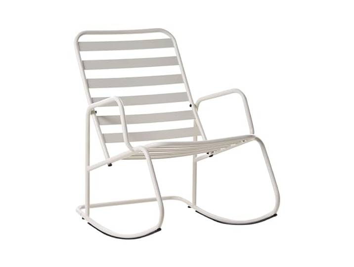 Beliani Moderner Schaukelstuhl aus Aluminium für den Garten Cremeweiß Turi