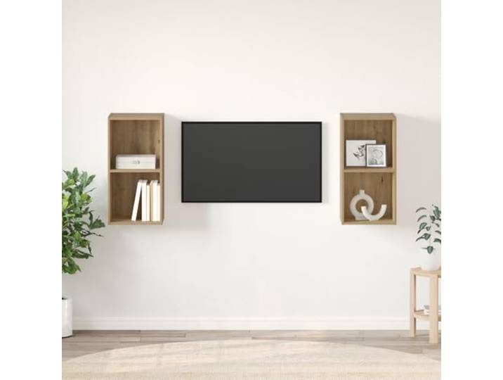 HEFZGDB Wand TV Schrank 2 Stück Handgefertigtes Eichenholz Rustikales Würfelregal mit Verwitterter Oberfläche für Wohnzimmer Aufbewahrung und Organisation