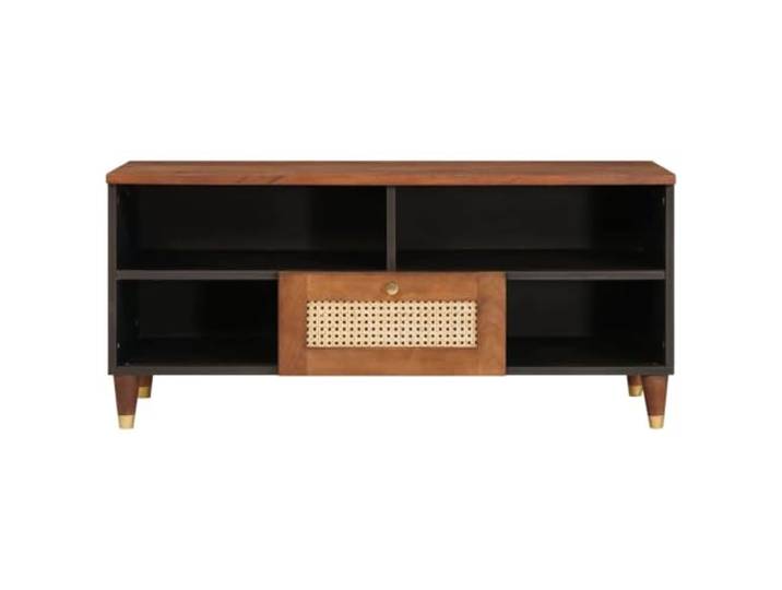 KTHLBRH TV-Schrank braun 100 x 33,5 x 46 cm Mangoholz massiv 1 Schublade, 4 Einlegeböden, modernes Design, langlebig, Verwendung im Innenbereich