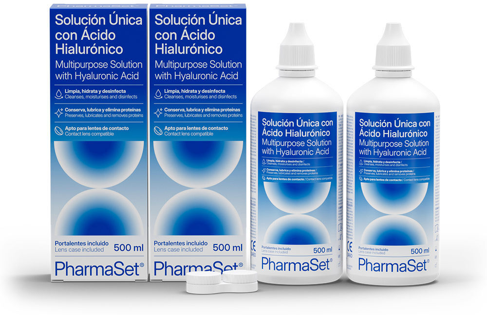 Pharmaset solution unique à l’acide hyaluronique pour lentilles de contact souples 2 x