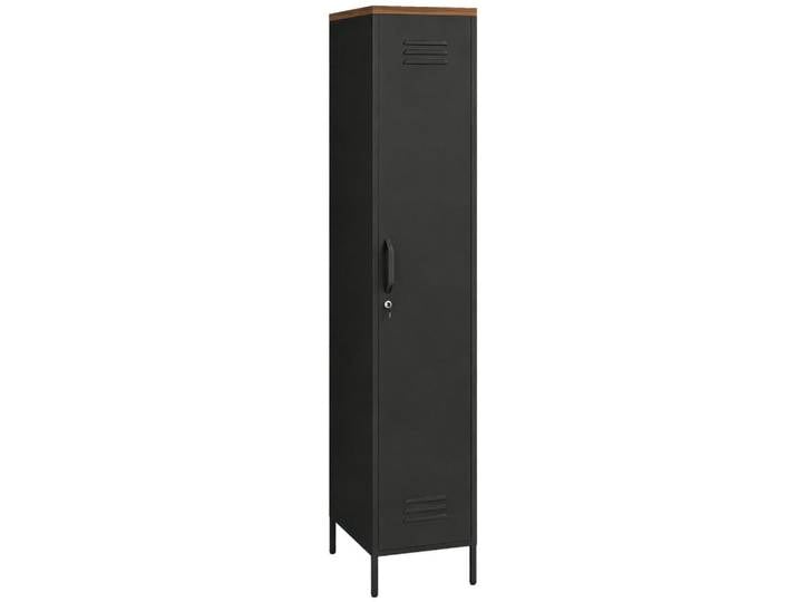 Homcom Kleiderschrank Metall Schwarz, 4 Fächer, 35x183x46 cm, Schlafzimmer, Kleiderschränke