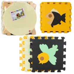 Weiche Puzzle-Lernmatte EVA-Schaumstoff Tiere Braun 16-tlg.