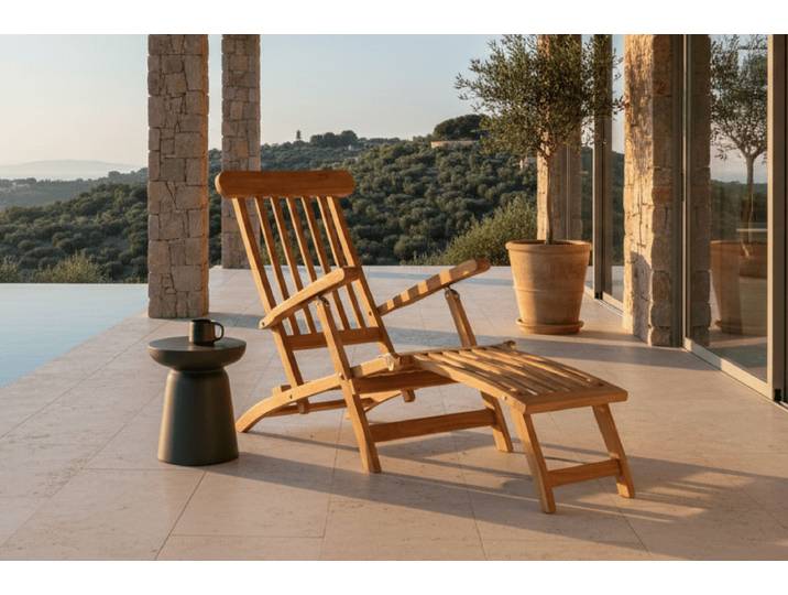 Garten Sonnenliege Malawi - aus Teakholz in Naturoptik - Naturoptik - Luxusbetten24