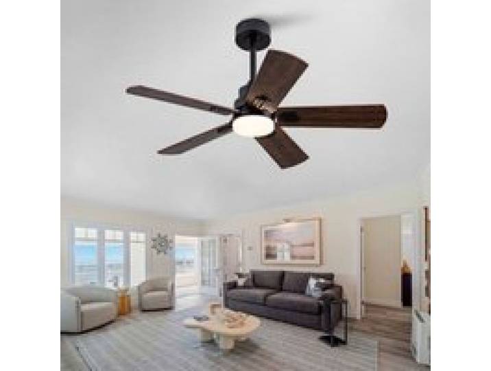 Ventilateur plafond LED noir 42 pouces avec éclairage télécommande moteur réversible 6 vitesses pour salon VENTILATEUR DE PLAFOND