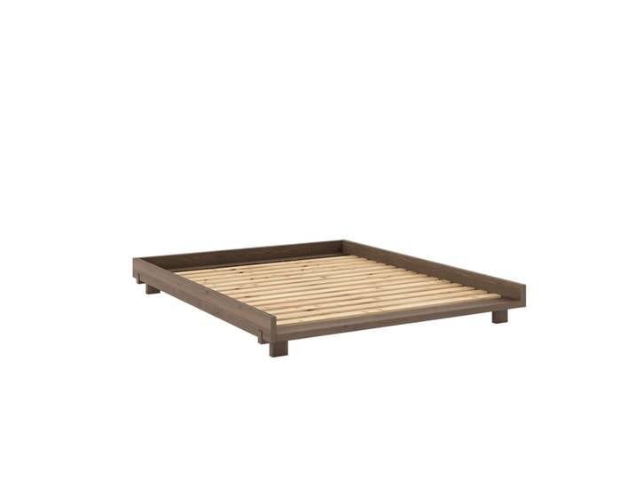 Lit 140x200 en pin massif bois foncé SOCIAL