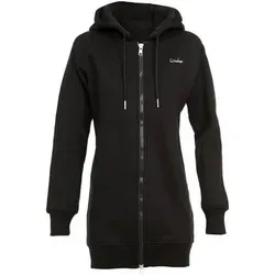 WINSHAPE Damen Lange, kuschelige Hoodie-Jacke mit 2-Wege-Zipper J006, Größe S in Schwarz Schwarz