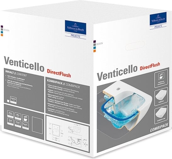 Villeroy & Boch V+B Diepspoel-wc Venticello combipakket met wc-pot 4611R0XX en wc-zitting 9M80S1