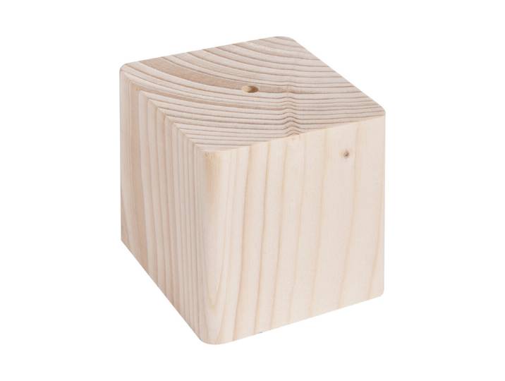 Holz-Sockel, 6,5x6,5x6,5cm, m. Loch ø5,5mm,2,5cm tief