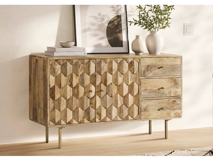 Sideboard 140x79cm 'Kalani' Mango massiv natur lackiert