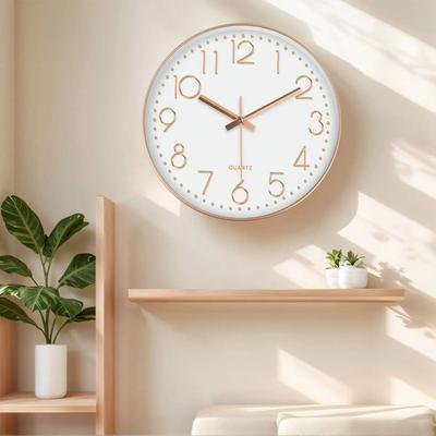 Uplift Treasures Minimalist 3D Silent Quartz Wall Clock black Golden 10 Inch