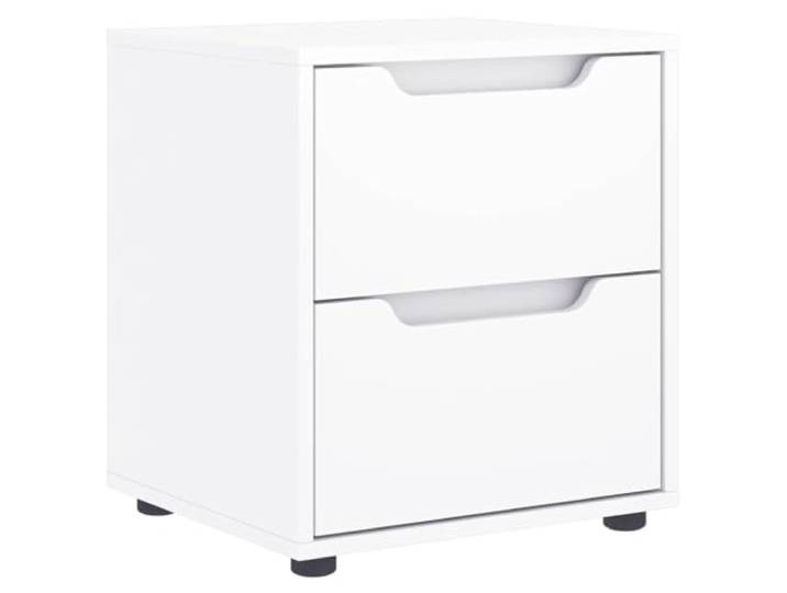 LMTYOENFG Nachttisch VISNES mit 2 Schubladen 45x40x50 cm Weiß Moderne Nachtkommode fürs Schlafzimmer bietet strukturierten Platz für Bücher und Brillen dank praktischer Griffleisten.