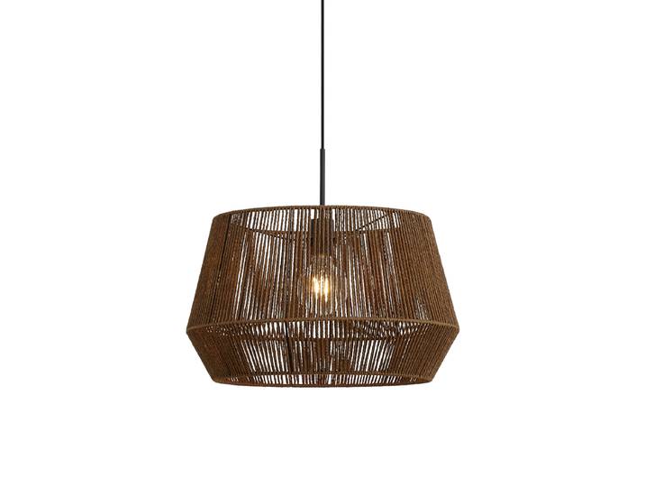 Hanglamp zwart met bruine papieren touw kap 50/50/30 - Combi 1