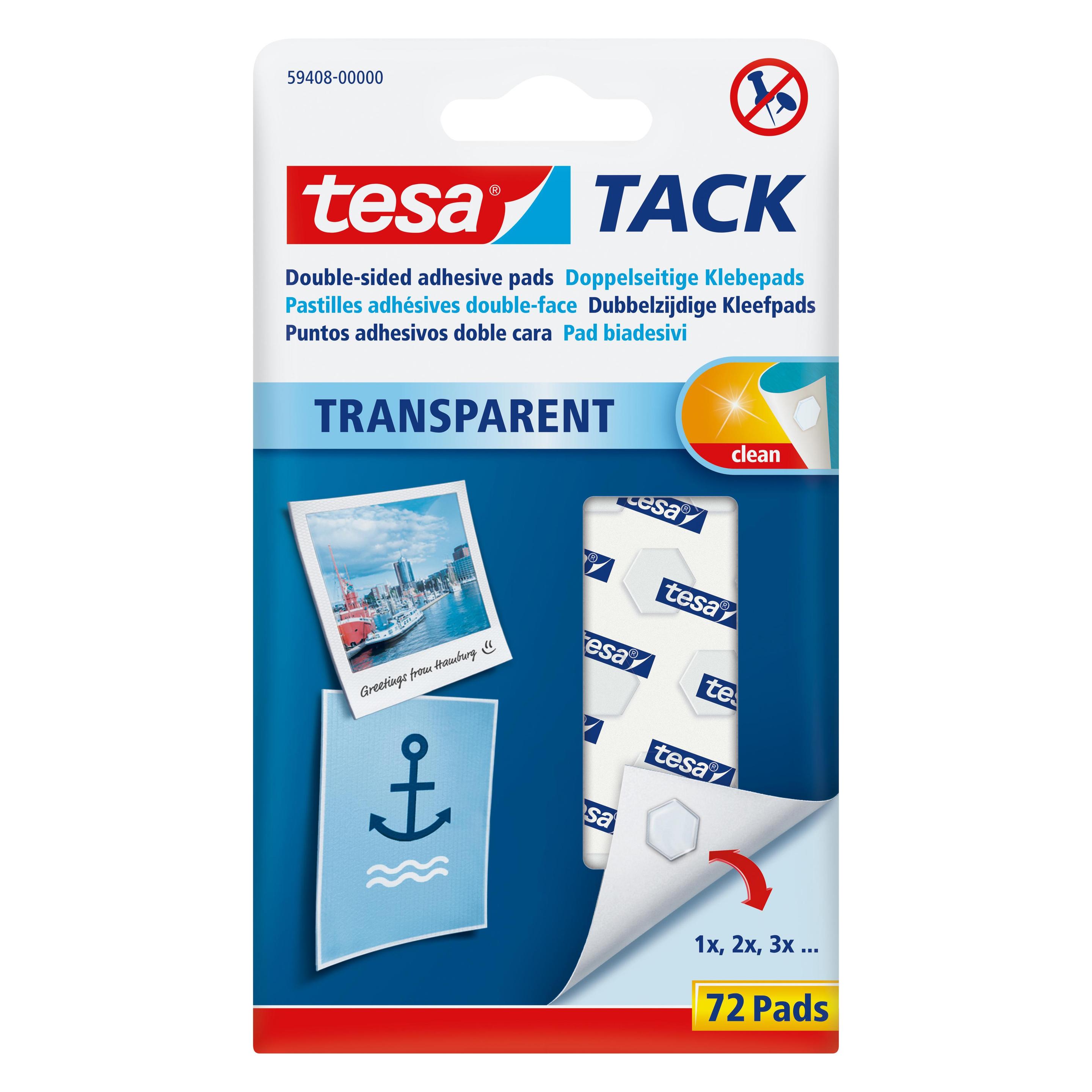 tesa TACK doppelseitige Klebebads, transparente Klebestreifen (59408-00000-00)