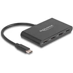 Delock USB 3.2 Gen 1 USB Type-CTM Hub mit 3 x USB Type-CTM Buchse + 1 x USB Type-CTM PD 100 Watt (USB-C, 4 Ports), Dockingstation + USB Hub, Schwarz