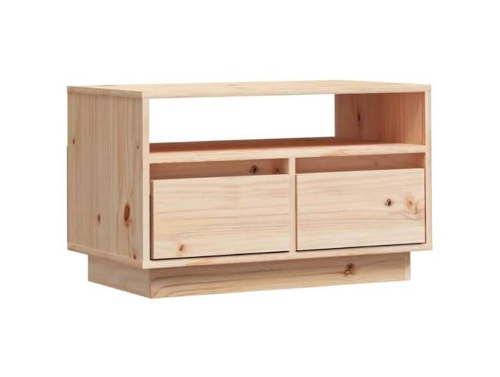 GKHPYURE TV-Schrank 60 x 35 x 37 cm Massivholz Kiefer Mit 2 Schubladen, offenes Fach, schwimmende Füße, leicht zu reinigen, Montage erforderlich