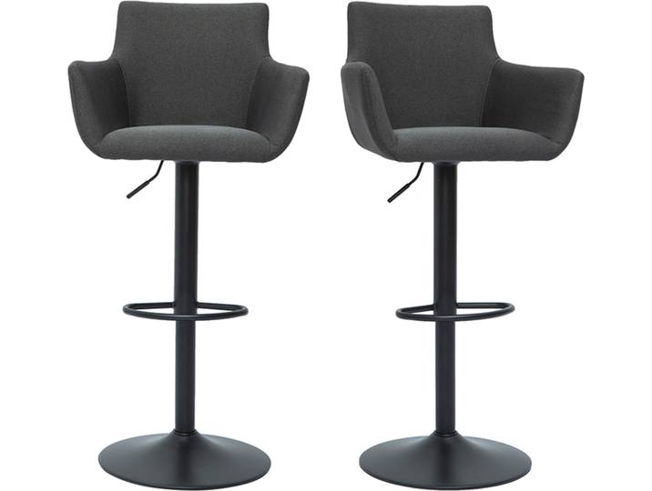 Tabourets de bar réglables tissu gris anthracite métal noir (lot de 2) CARLIE