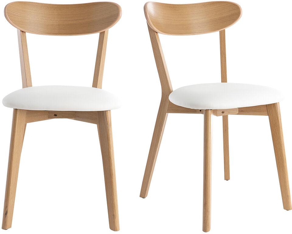 Miliboo Stühle im Eichen-Vintage und weiße Sitzfläche (2er-Set) DOVE