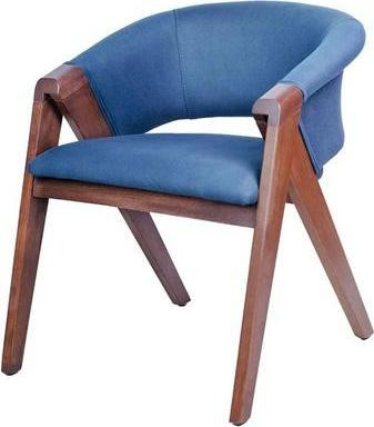Moderne design eetkamerstoel met textiel in blauw