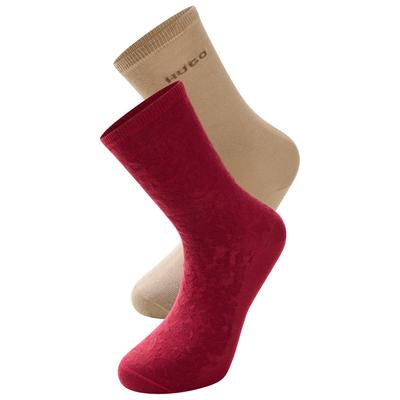 Socken HUGO UNDERWEAR "LEO LOGO", Damen, Gr. 39-42, bunt (open rot 643), Baumwollmischung, elastisch, Socken Socken, mit HUGO-Schriftzug