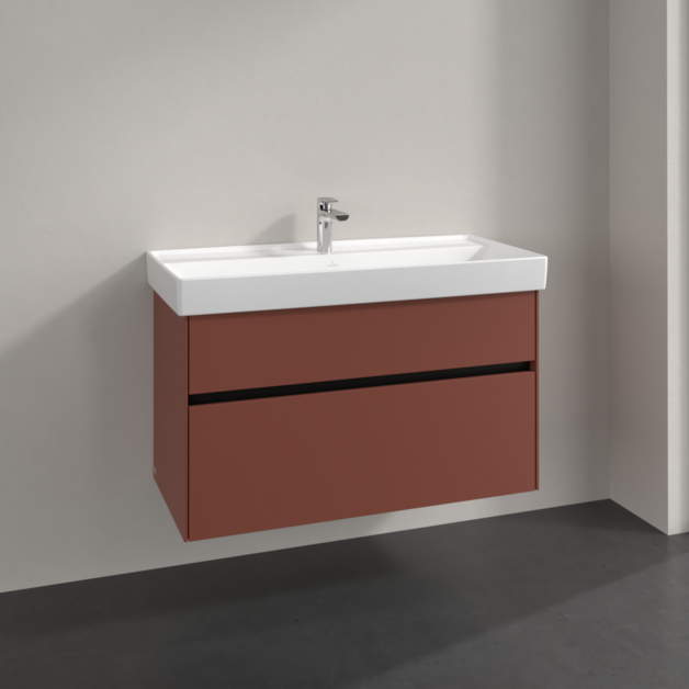 Villeroy und Boch Collaro Waschtischunterschrank C01100AH 95,4x54,6x44,4cm, Waschbecken mittig, wine red