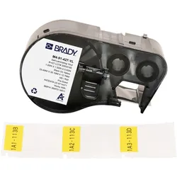 Brady, Etikettenrolle, M4-91-427-YL, selbstlaminierendes Vinyl, Gelb/Transparent, 25.40 x 12.70(38.10) mm, permanen