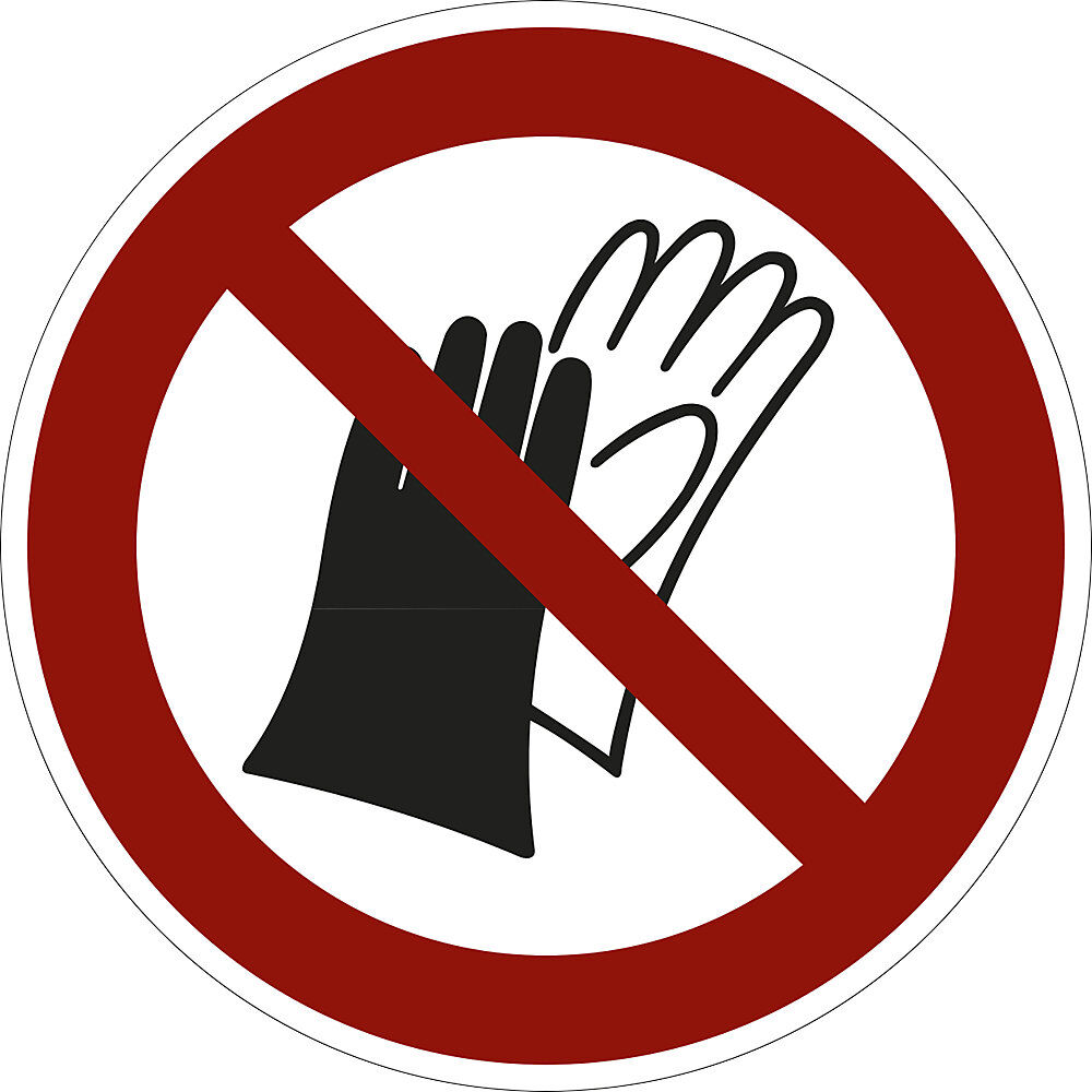 kaiserkraft Verbotszeichen, Schutzhandschuhe benutzen verboten, VE 10 Stk, Folie, Ø 200 mm