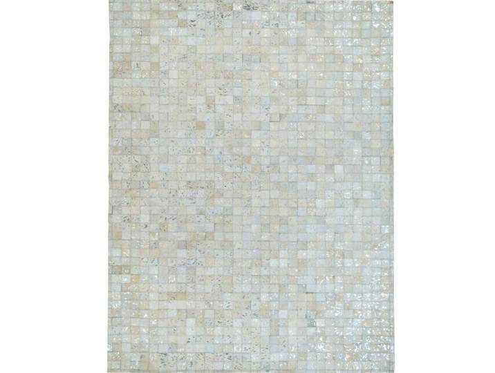 Tapis en cuir véritable blanc et argenté 160x230